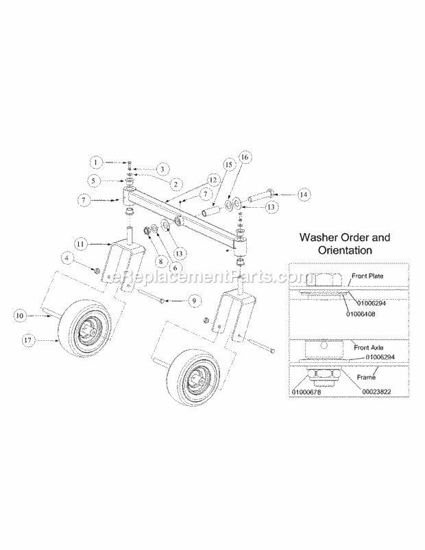 Front Caster Assembly Diagram and Parts List for M48-KHS 53AB5B5M150-18-HP Cub Cadet Lawn Tractor